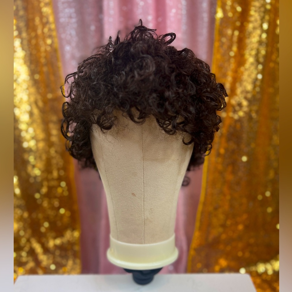 Dark Brown Short Chic Lavish Curls Virgin Human Hair Wig - Montréal